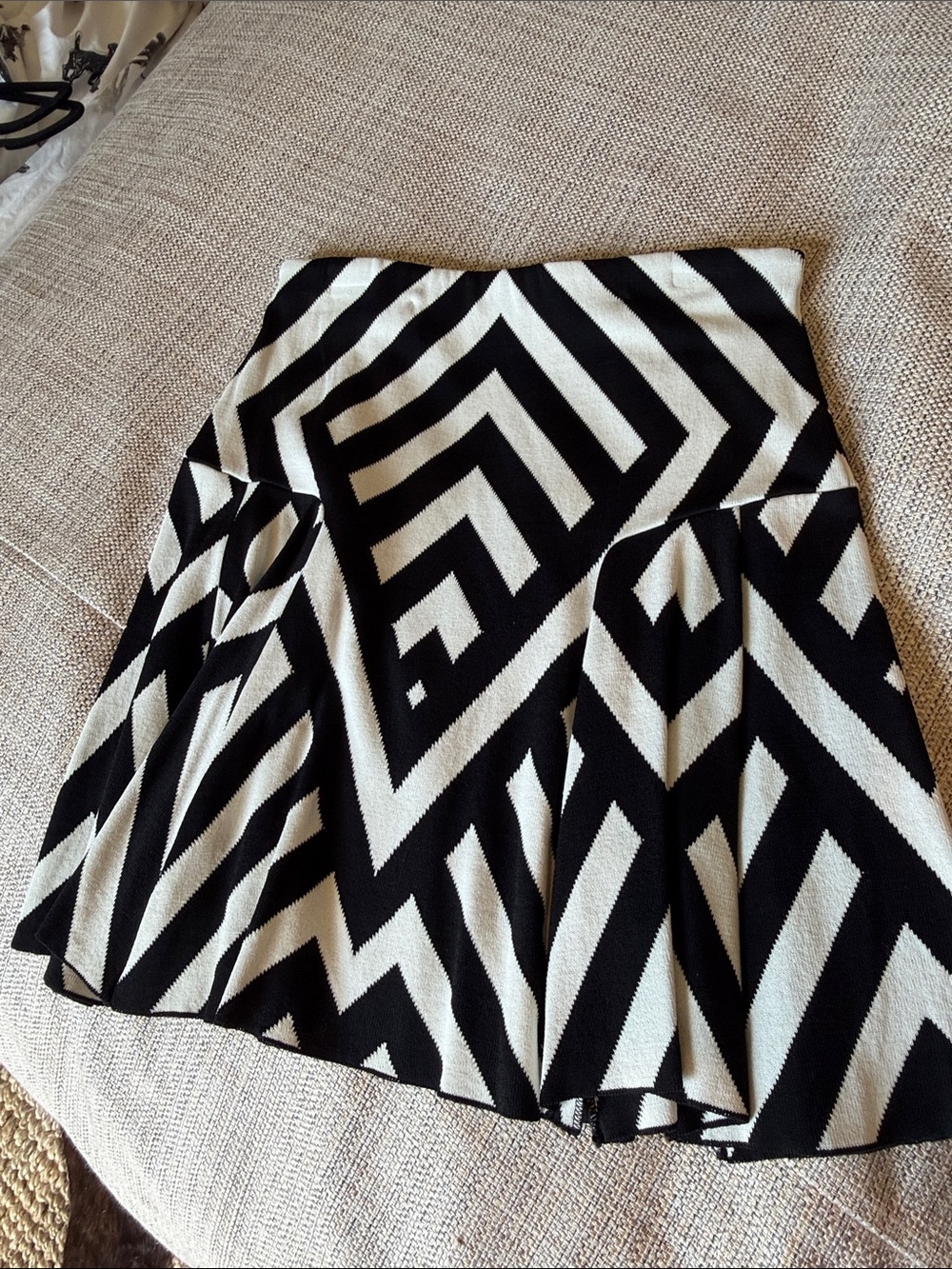 RVN Black and White Geometric Circle Skirt